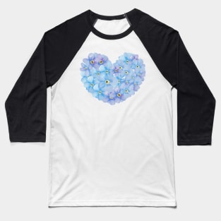 Forget Me Not Blue Flowers Heart - Floral Heart Design Baseball T-Shirt